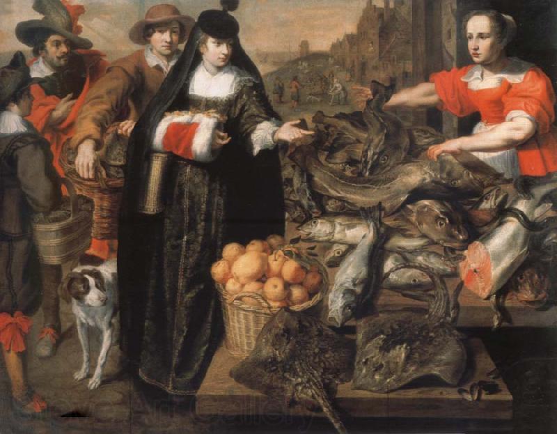 Adriaen Van Utrecht The old fish market in Antwerp Spain oil painting art